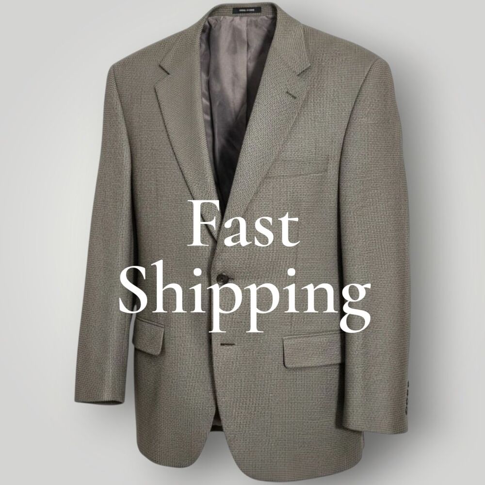RALPH LAUREN Mens Blazer Sport Coat Two Button Suit Jacket 44R Gray Lamb Wool